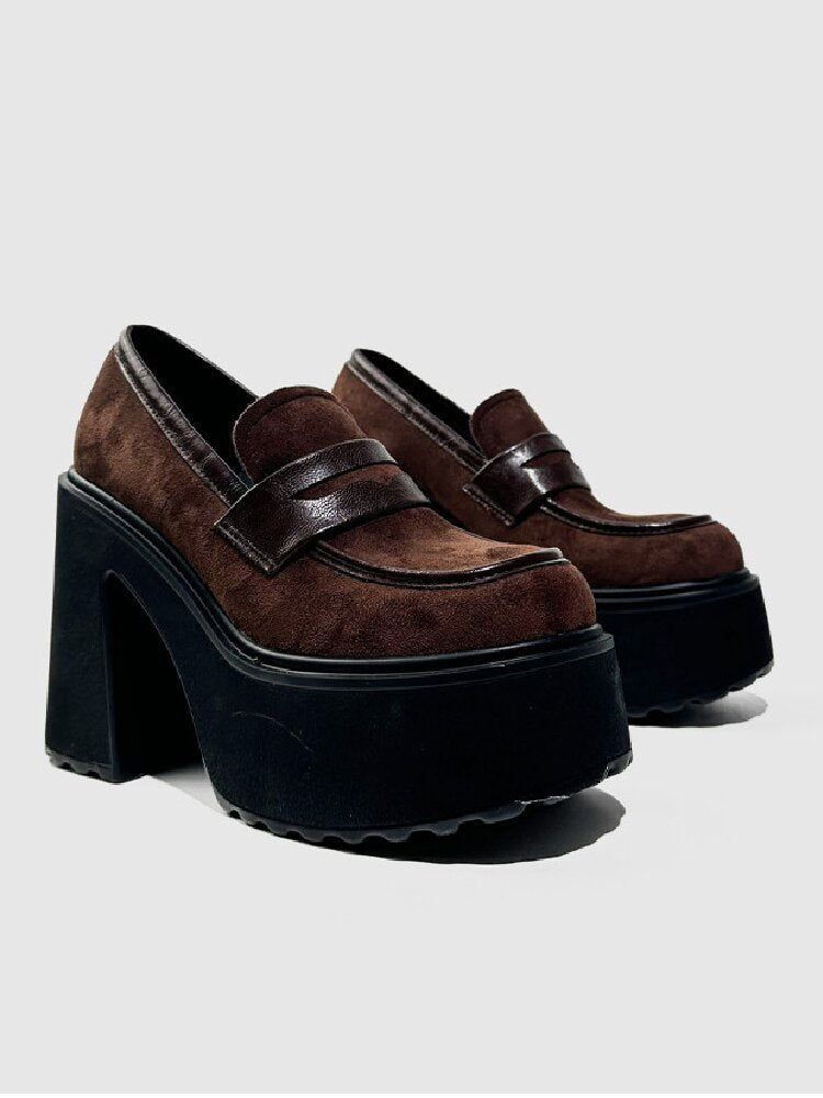 Matte Leather High Heel Loafers【s0000015716】