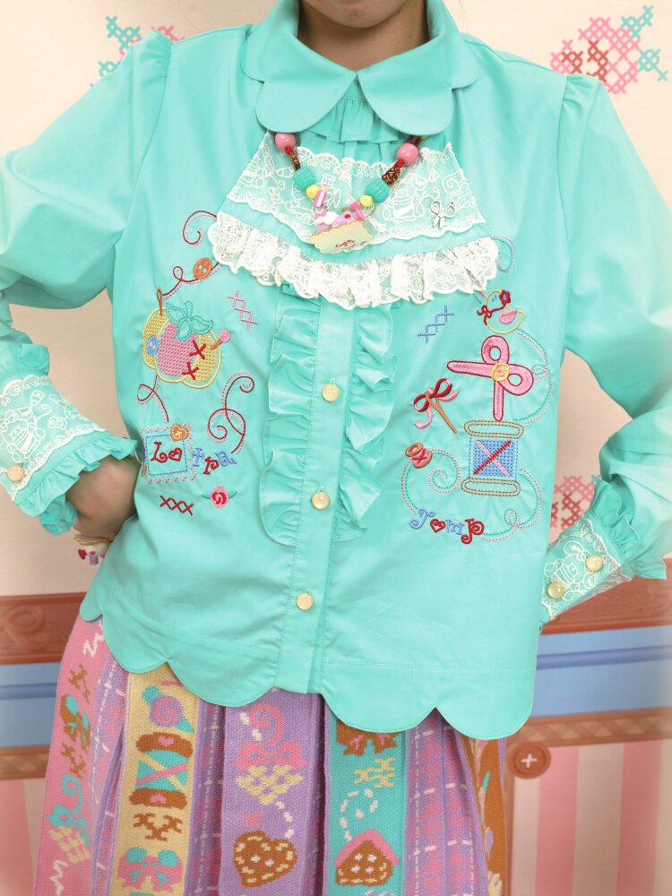 Petal Collar Embroidery Shirt In【s0000015573】