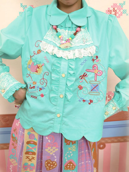 Petal Collar Embroidery Shirt In【s0000015573】