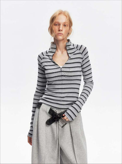 Vintage Striped Slim Knit Top【s0000015059】