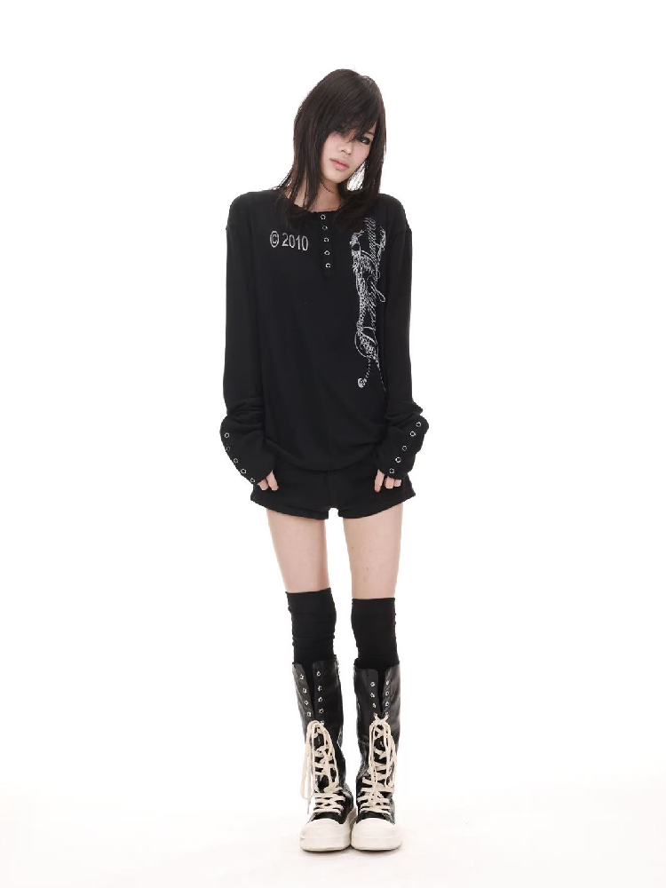 Black Panther Sheer Henry Shirt【s0000018209】