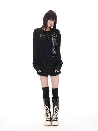 Black Panther Sheer Henry Shirt【s0000018209】