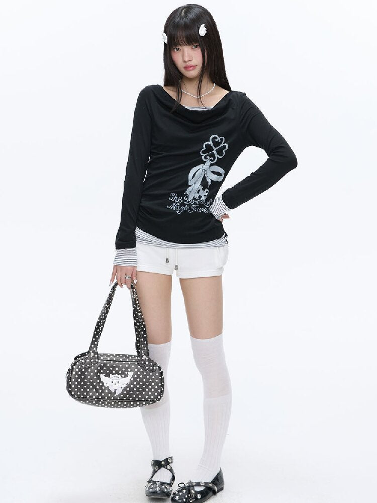 Soft Patchwork Collar Slim Top【s0000016385】
