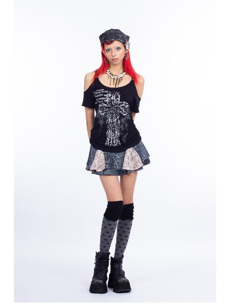 Imitation Denim Patchwork Skirt【s0000018066】