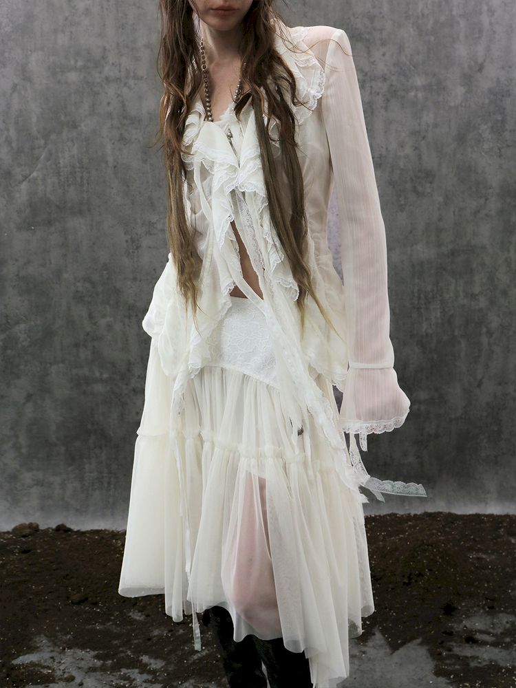 Tulle Pleated Tiered Layered Skirt【s0000013907】