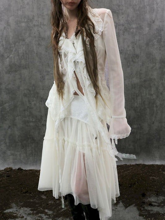 Tulle Pleated Tiered Layered Skirt【s0000013907】