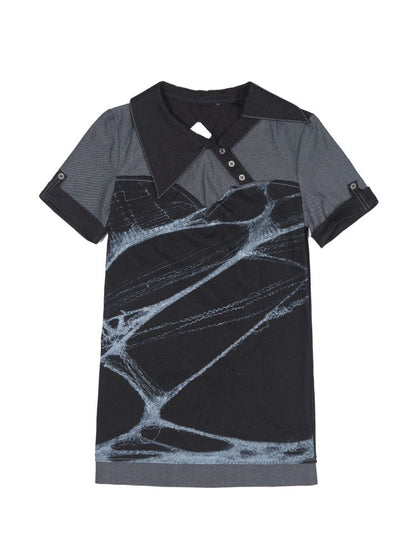 Lapel Short Sleeve Backless t-shirt【s0000012646】