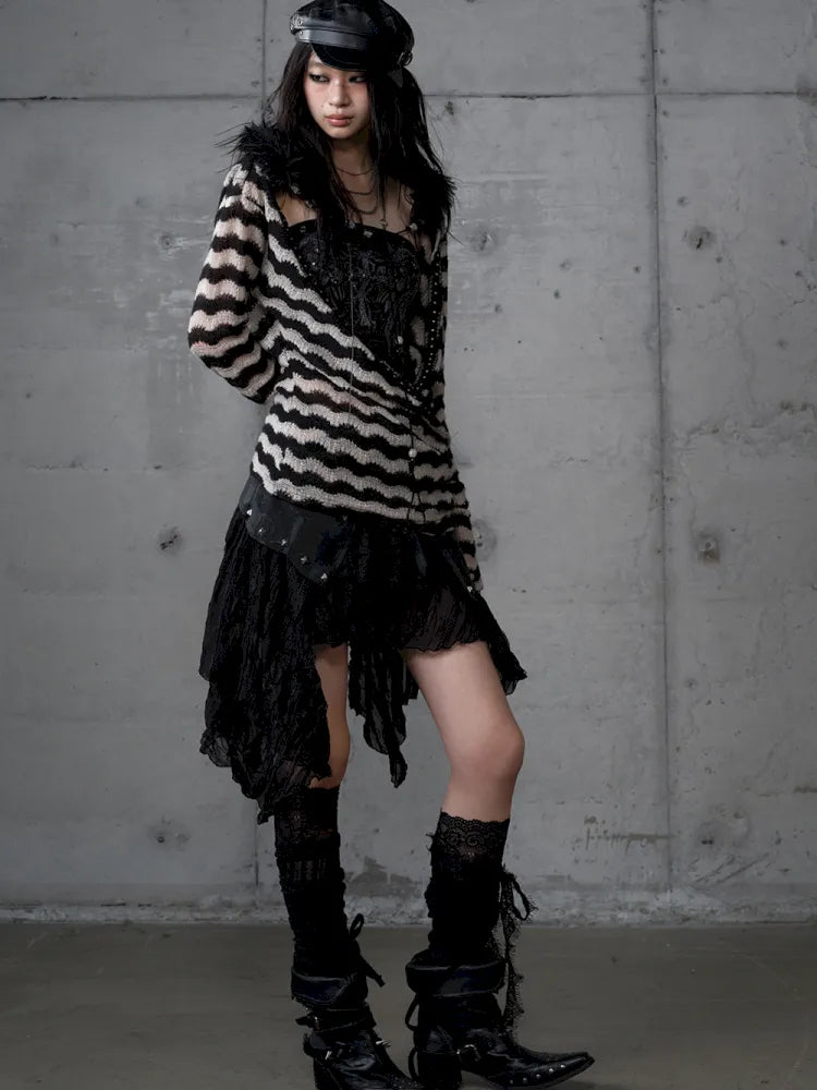 Asymmetrical multi-layer lace skirt【s0000013955】