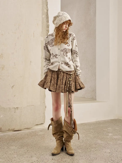 Jacquard Lightweight Long-Sleeve Soft-Fit Knit Cardigan【s0000014064】