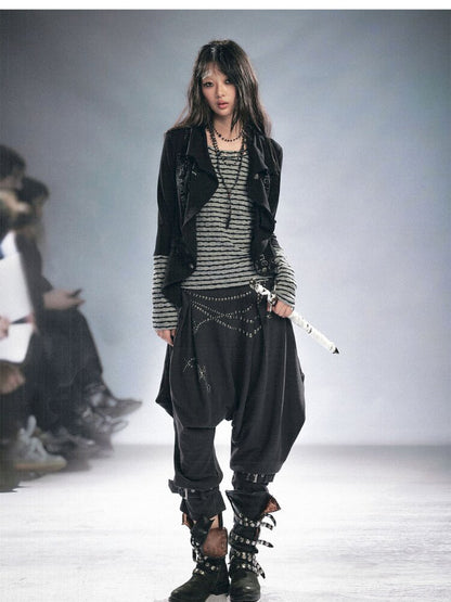 Layered Patchwork Striped Cardigan【s0000015451】