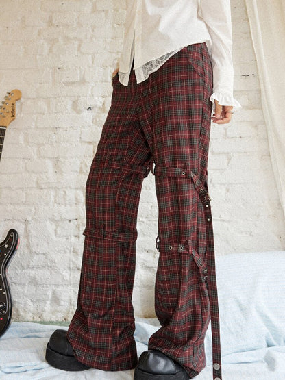 Plaid Cut Slightly Flared Fit Pants【s0000017898】