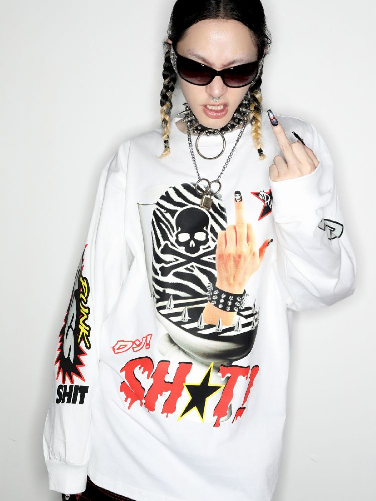 Hipster Middle Finger SHIT T-Shirt【s0000010266】