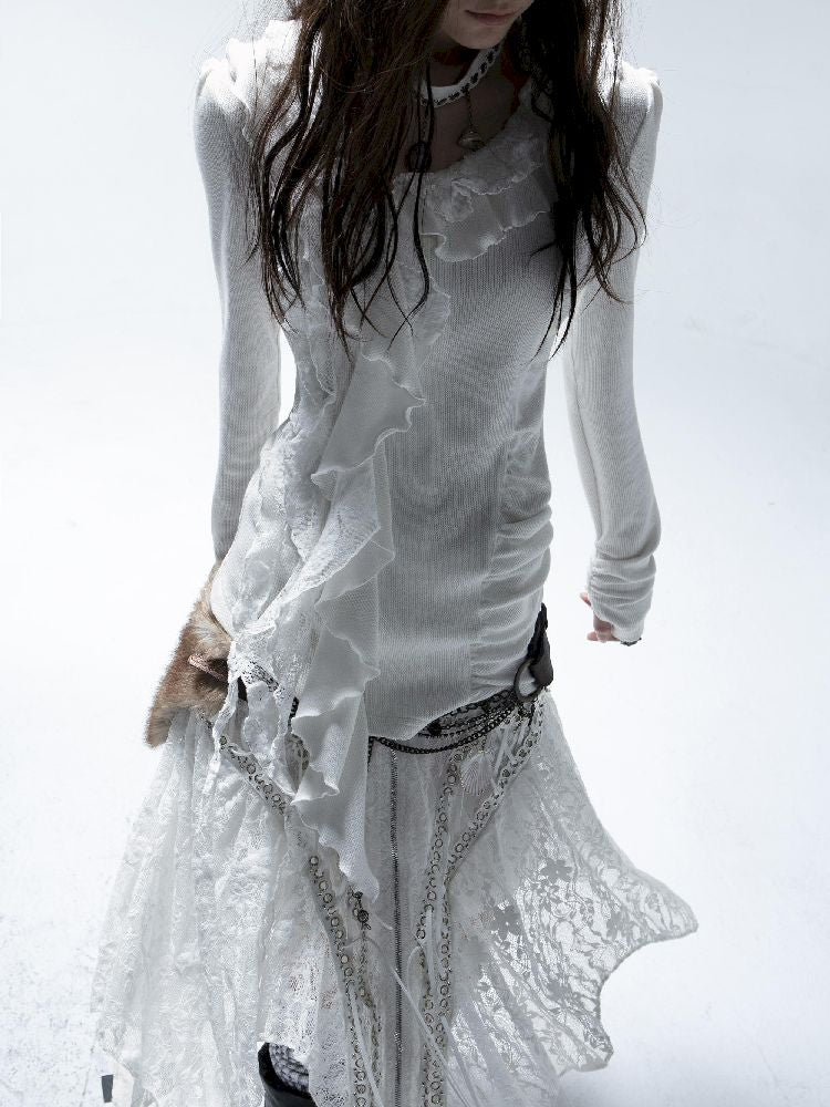 Ruffle Edge Vintage Knit Cardigan【s0000011271】