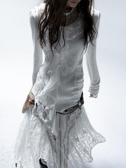 Ruffle Edge Vintage Knit Cardigan【s0000011271】