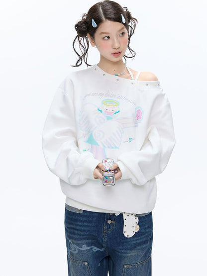 White Star Bead Shoulder Sweatshirt【s0000016384】