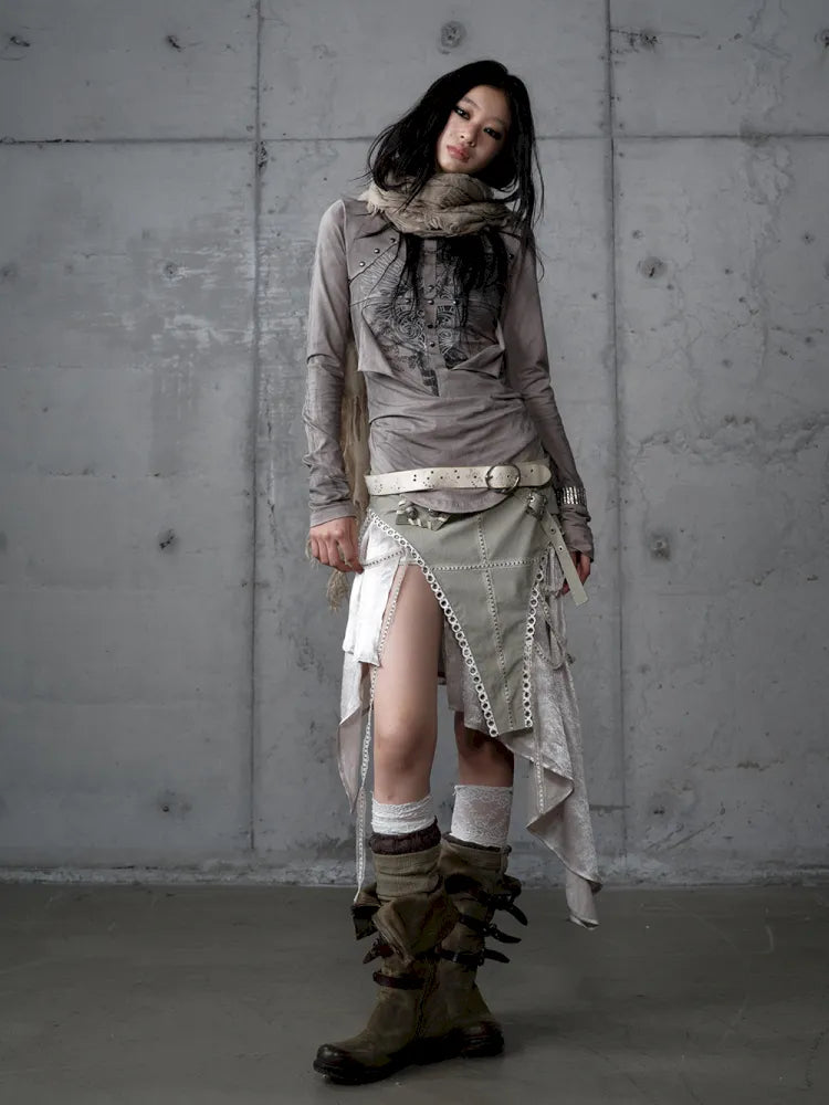 Deconstructed Print Long-Sleeve Knit Base【s0000014117】