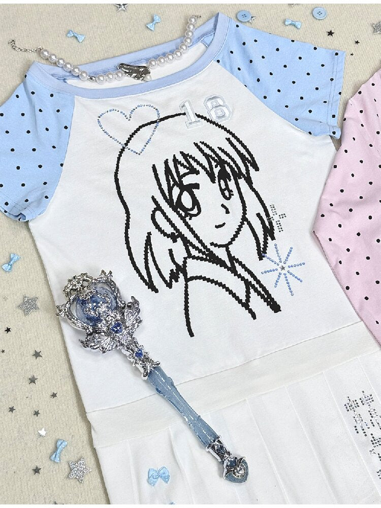 Blue White Pixel Pleated Dress【s0000016546】