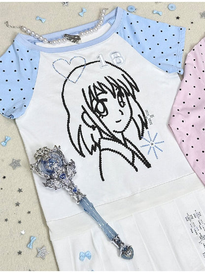 Blue White Pixel Pleated Dress【s0000016546】