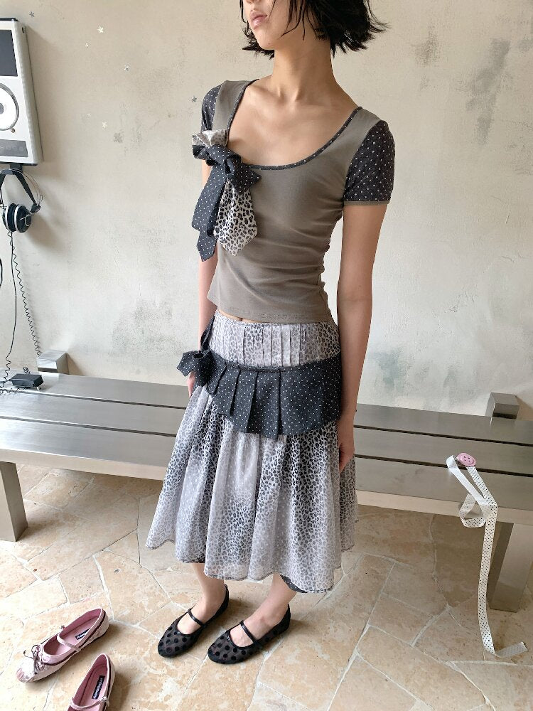 Cross Streamer Leopard Midi Skirt【s0000018088】