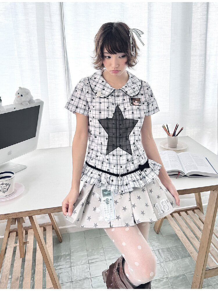 Old-School Zipper Star Pattern Shirt【s0000017127】