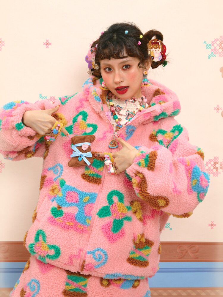 Pink Polar Fleece Lambswool Jacket【s0000015565】