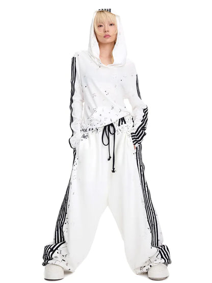 Piano Note Print Pullover Long-Sleeve Sweatshirt【s0000014100】