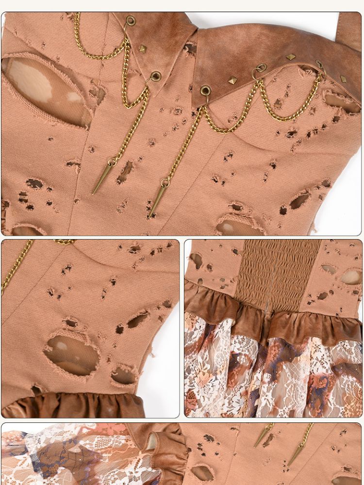 Lace wandering wind neck sexy dress【s0000013503】