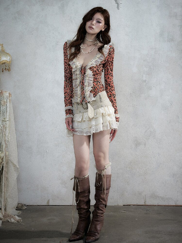 Baroque Leopard Mesh Lace Cardigan【s0000017993】