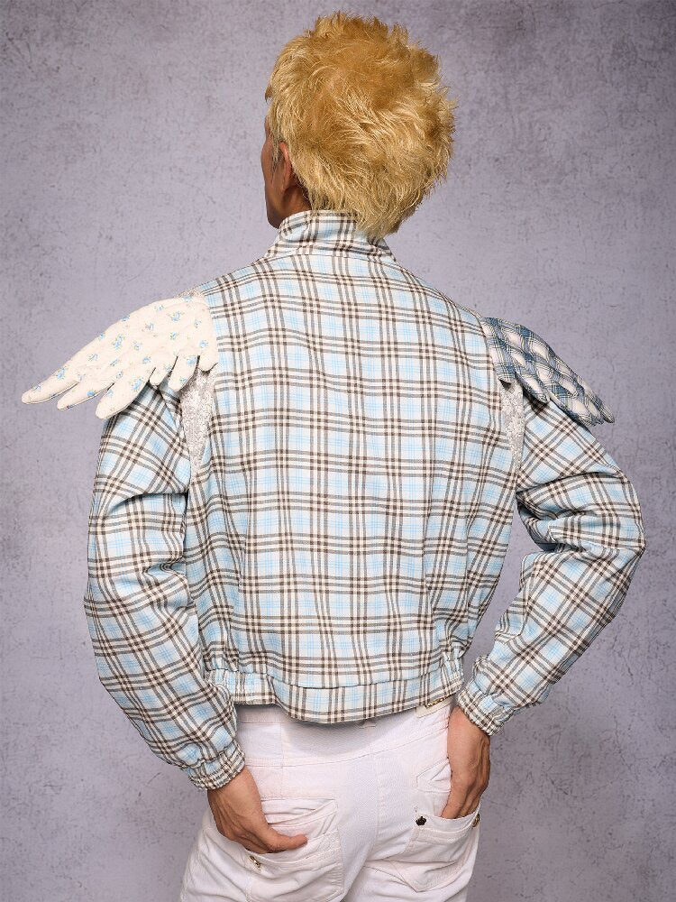 Plaid Patchwork Rhinestone Jacket【s0000019134】