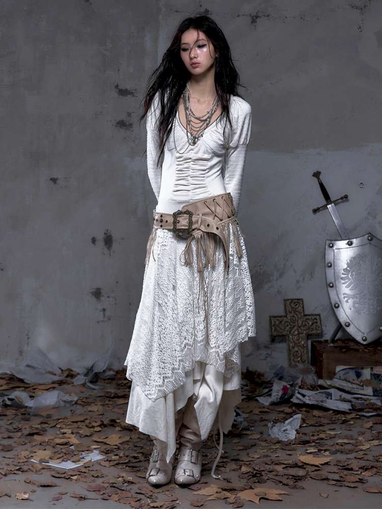 Heavy-Duty Fringe Wide Leather Belt【s0000014476】