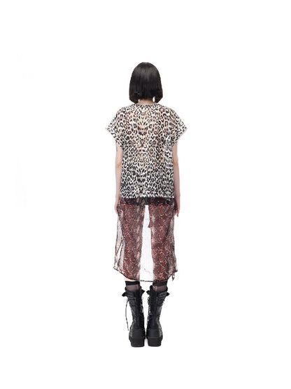 Cat Bone Print Patchwork Top【s0000017718】