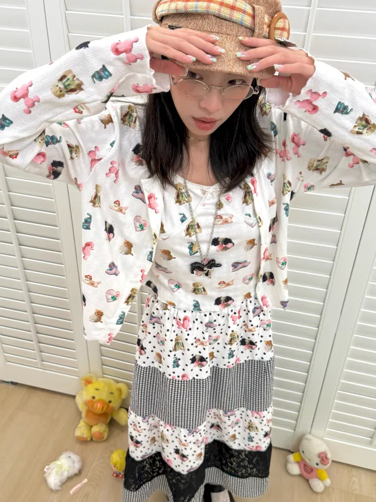 Long-Sleeve Printed Cardigan Top【s0000013973】