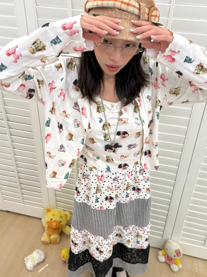 Long-Sleeve Printed Cardigan Top【s0000013973】