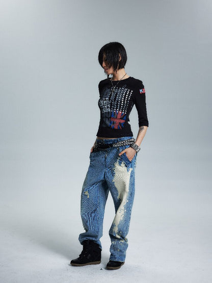 Asymmetrical Topstitch Mid Sleeve T【s0000016998】