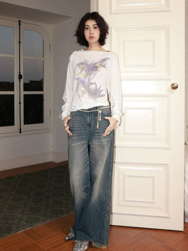 Retro Cat Whiskers Washed Jeans【s0000015463】