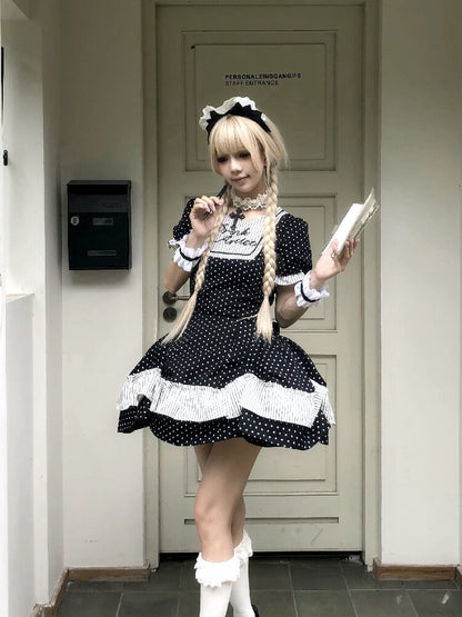 Puff Sleeve Star Polka Dot Dress【s0000016891】