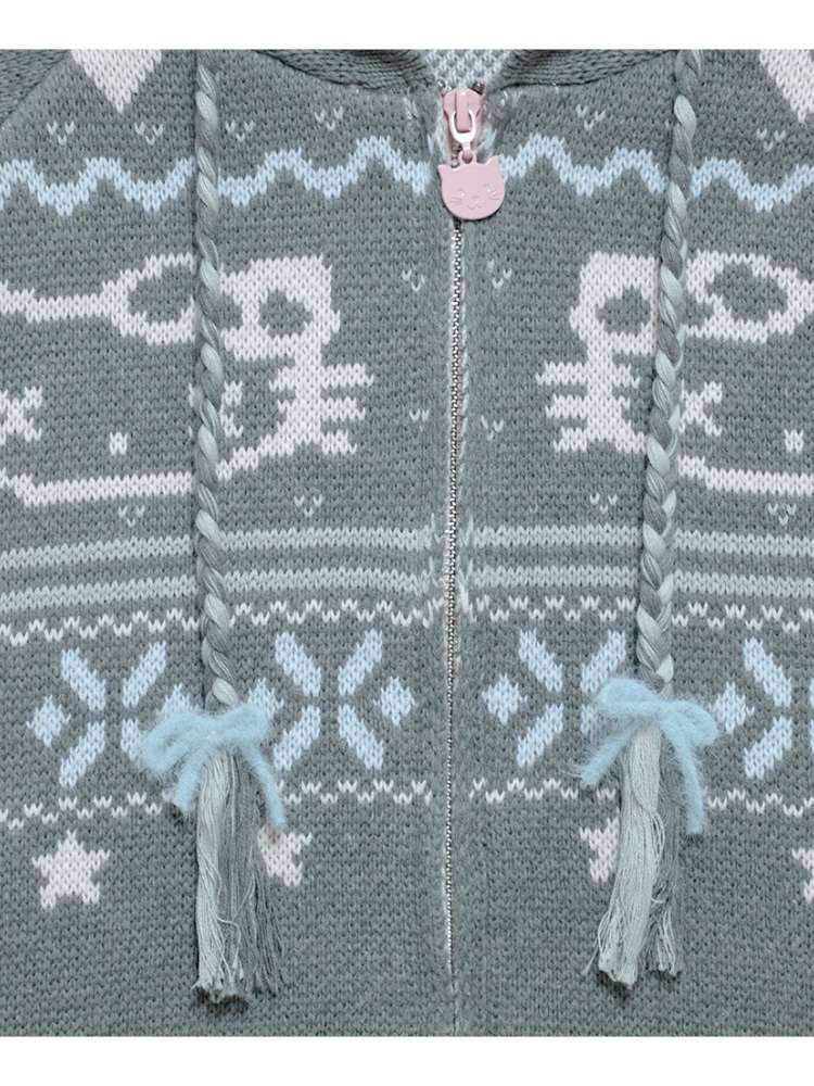 Ghost Horse Grey Fair Isle Hooded Jacket【s0000014697】