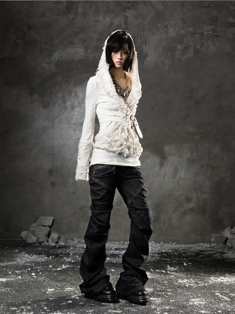 Ripped Hooded Knit【s0000015956】