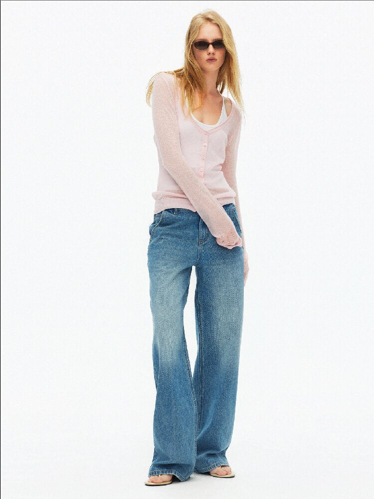 Cotton Lace Up Asymmetrical Jeans【s0000015925】