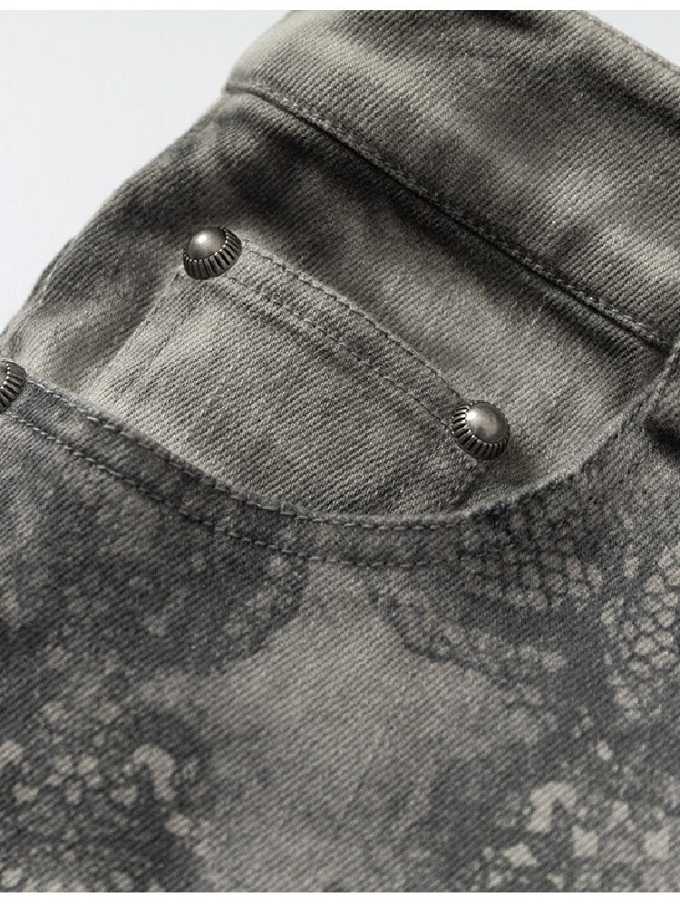 Distressed Lace Print Cropped Pants【s0000017860】