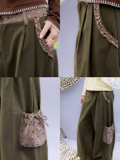 Patchwork Bud Green Cargo Pants【s0000015850】