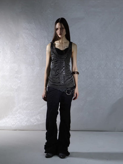Metal Rivet Hooded I-Line Vest【s0000015911】