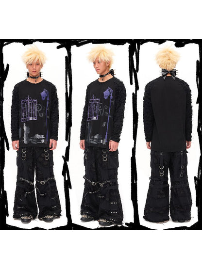 Dark Night Glitter Cat Long T-Shirt【s0000016053】