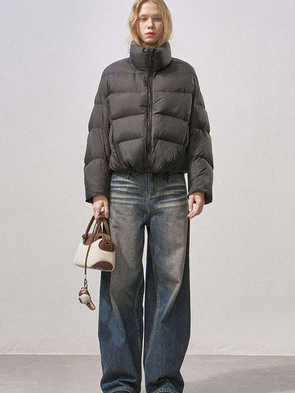 White Duck Down Ribbed Down Jacket【s0000015211】