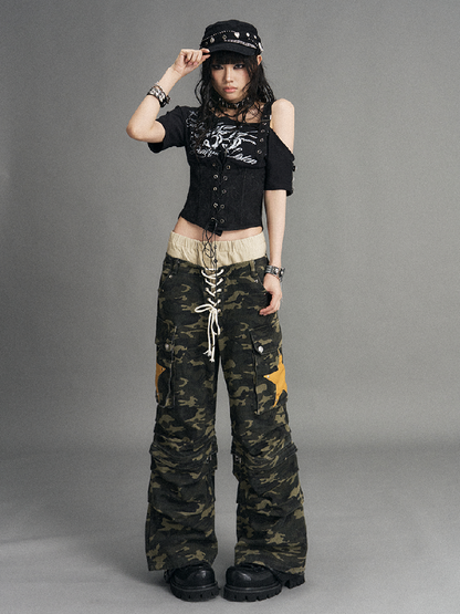 Double Waist Camouflage Wide Leg Pants【s0000017773】