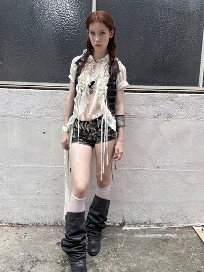 Multi-Layer Ruffled Irregular Hem “Jellyfish” Shirt【s0000012831】
