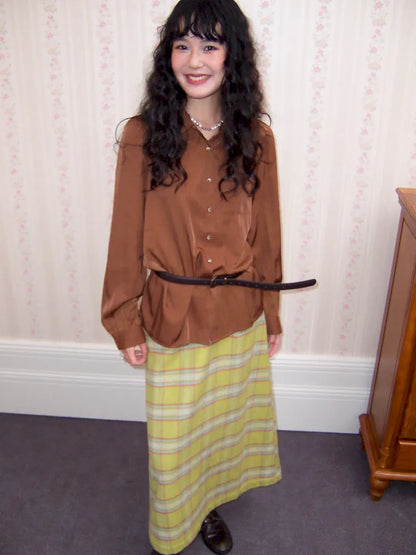 Retro Versatile Wool Plaid Long Skirt【s0000013993】