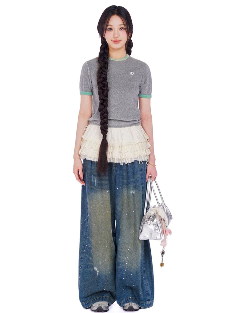 Bow tie Hundred folding white super short skirt【s0000008593】