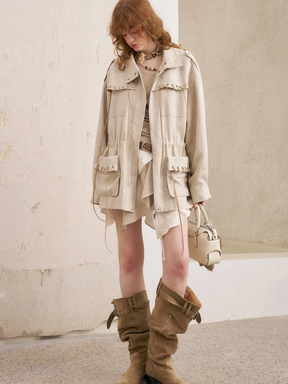 Pocket Drawstring Windbreaker-Style Trench Coat【s0000014060】
