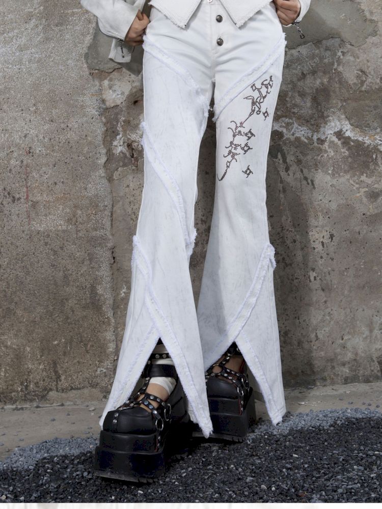 Drilling Casual Low Waist Flared Pants【s0000007585】